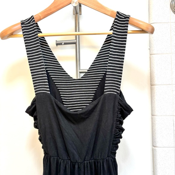 Anthropologie Only Hearts Black Dress Striped Back Made in USA Large Summer - Picture 7 of 8